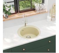 Évier de cuisine en granit - vidaXL - Rond - Beige - Profond - Résistant à la chaleur - Facile à nettoyer