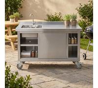 Évier de Cuisine en Inox avec Meuble, Évier Autoportant avec Plan de Travail et Rangement pour Extérieur, Buanderie, Garage(R100x60x80cm/39.3x23.6x31.4in)