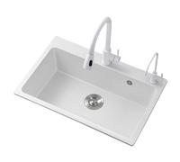 Évier de cuisine en pierre de quartz pour la maison - 600 x 450 mm - Lavabo de cuisine durable - Design moderne - Facile à nettoyer - Parfait pour la cuisine à la maison