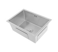 Évier de cuisine, encastrable, 55 x 40 x 22 cm, avec douchette rotative à 360°, en acier inoxydable, avec panier filtre, revêtement PVD et protection contre la condensation, trop-plein, insonorisé