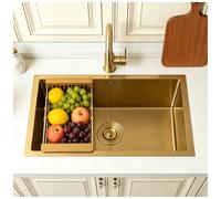 Évier de cuisine encastrable 75 x 45 cm en acier avec panier égouttoir et robinet Clete Design Sk pour cuisines modernes