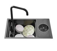 Évier de cuisine encastrable avec robinet A pour économiser de l'espace dans la salle de bain et la cuisine Design caché 58 x 26 x 22 cm Idéal pour la maison et le bureau