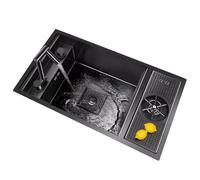 Évier de cuisine encastrable avec robinet pour petite salle de bain et bureau à domicile - Design invisible - Évier à poser compact (58 x 26 x 22 cm)