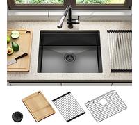 Évier de cuisine encastrable de 61 cm, évier de bar en acier inoxydable de calibre 16, motif nid d'abeille, finition PVD, gris foncé