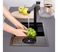 Évier de cuisine encastrable en acier inoxydable 60 x 40 cm Lavabo simple haute capacité Design caché durable Parfait pour la maison, le bar et la cuisine Installation facile