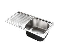Évier de cuisine encastrable en acier inoxydable avec égouttoir et accessoires en acier de qualité 304, dimensions 76 x 37,5 cm, RightKit A