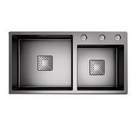 Évier de cuisine encastrable en acier inoxydable avec panier d'égouttage, couvercle carré, sans robinet (8848)