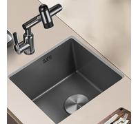 Évier de cuisine encastrable en acier inoxydable, fait main, à une seule cuve, pour poste de travail/bar de préparation (4840)