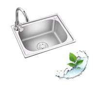 Évier de cuisine encastrable et supérieur en acier inoxydable avec égouttoir 60 x 43 cm pour chambres, cuisines et bars Design moderne Argenté H