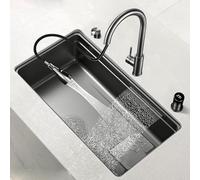 Évier de cuisine encastrable moderne en acier inoxydable avec pulvérisateur dissimulé et accessoires - Facile à nettoyer, idéal pour la rénovation et la mise à niveau de la maison