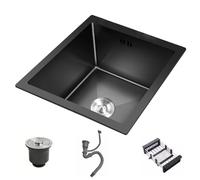 Évier de cuisine encastré en acier inoxydable avec siphon, idéal pour petits appartements, bars et camping-cars. Plusieurs tailles disponibles. Installation possible au-dessus ou en dessous du plan d