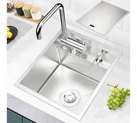 Évier de Cuisine encastré sous Plan avec Robinet et Couvercle, évier de Bar, évier de Camping-Car, évier de Cuisine à Une cuve en Acier Inoxydable, évier de Cuisine intégré, évier de Camping