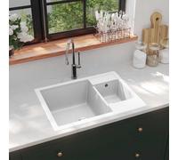 vidaXL Evier de Cuisine et Deux Lavabos Trou de Trop-plein Evier Encastré Décoration de Cuisine Lavabo Extra-profond Maison 147088 Blanc G