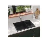 Evier de Cuisine et Deux Lavabos Trou de Trop-plein Evier Encastré Décoration de Cuisine Lavabo Extra-profond Maison 147085