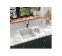 Evier de Cuisine et Deux Lavabos Trou de Trop-plein Evier Encastré Décoration de Cuisine Lavabo Extra-profond Maison 147088
