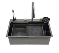 Évier de cuisine, évier cascade, multifonction, grande capacité, facile à régler, deux méthodes d'installation, rail coulissant à double couche, évacuation droite, pour quoi