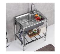 Évier de cuisine, évier de restaurant commercial, évier utilitaire extérieur en acier inoxydable à cuve unique pour chambre, garage, sous-sol, baignoire extérieure et intérieure (71x45x75cm/28*18*29
