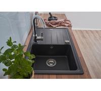 Evier de Cuisine Évier Encastré Évier de Granit 78x50 Noir respekta Columbia