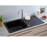 Evier de Cuisine Évier Encastré Évier Granit 100x50 Noir respekta Orlando