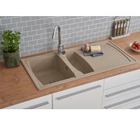 Evier de Cuisine Évier Encastré Granit Mineralite 100 x 50 Beige respekta Boston