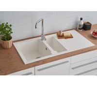 Evier de Cuisine Évier Encastré Granit Mineralite 100 x 50 Blanc respekta Alineo