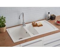 Evier de Cuisine Évier Encastré Granit Mineralite 100 x 50 Blanc respekta Boston