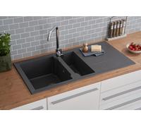 Evier de Cuisine Évier Encastré Granit Mineralite 100 x 50 Gris respekta Alineo
