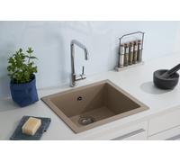 Evier de Cuisine Évier Encastré Granit Mineralite 50x44 Beige respekta Ohio