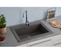 Evier de Cuisine Évier Encastré Granit Mineralite 66 x 50 Gris respekta Ohio