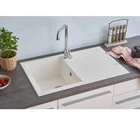 Evier de Cuisine Évier Encastré Granit Mineralite 80 x 50 Blanc respekta Houston