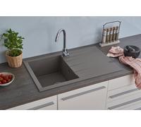 Evier de Cuisine Évier Encastré Granit Mineralite 80 x 50 Gris respekta Houston