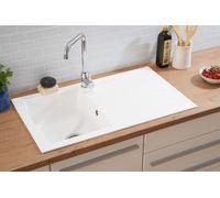 Evier de Cuisine Évier Encastré Granit Mineralite 86 x 50 Blanc respekta Boston