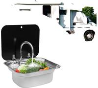 Evier de cuisine, évier encastré pour camping-car, acier inoxydable avec robinet