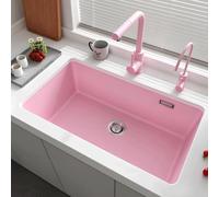 Évier de cuisine, évier simple en granit et quartz | Évier domestique, adapté aux maisons, restaurants, dortoirs, garages et salles de bains(Pink,78*45cm(31*18in))
