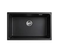 Évier de cuisine, évier simple en granit et quartz | Évier domestique, adapté aux maisons, restaurants, dortoirs, garages et salles de bains(Black,40*38cm(16*15in))