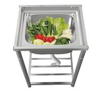 Évier de Cuisine extérieur, évier Utilitaire en Acier Inoxydable, lavabo à Une cuve, évier de buanderie Simple avec Support, évier Commercial/Restaurant