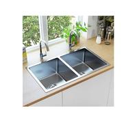 vidaXL Evier de Cuisine Fait à la Main Evier Encastré Evier Rectangulaire Évier à Vasque Intérieur Résistant Maison Robuste 145079