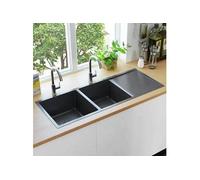 Evier de Cuisine Fait à la Main Evier Rectangulaire Evier Encastré Evier à Vasque Intérieur Maison Résistant Robuste 145087