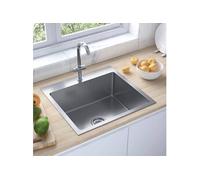 Evier de Cuisine Fait à la Main Intérieur Lavabo de Salle de Bain Argenté Acier Inoxydable 51508