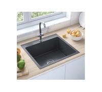 Evier de Cuisine Fait à la Main Lavabo de Salle de Bain Noir Acier Inoxydable 51509