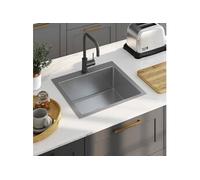 Evier de Cuisine Fait Main Maison Intérieur Lavabo de Salle de Bain Argenté Acier Inoxydable 51510