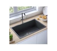 vidaXL Évier de cuisine fait main Noir Acier inoxydable