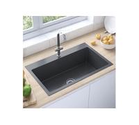 vidaXL Évier de cuisine fait main Noir Acier inoxydable