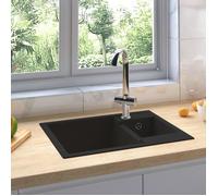 Évier de cuisine - Granit - Noir - 2 bacs - Dimensions 580x440x172 mm - Résistance chaleur 280°C