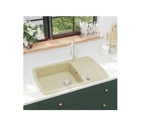 vidaXL Évier de cuisine Granit Seul lavabo Beige