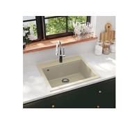 vidaXL Évier de cuisine Granit Seul lavabo Beige