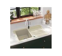 vidaXL Évier de cuisine Granit Seul lavabo Beige