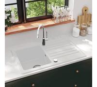 Evier de Cuisine Granit Seul Lavabo Beige Réversible Encastré Intérieur vidaXL