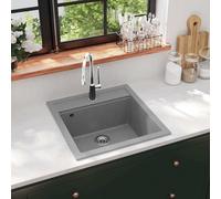 Evier de Cuisine Granit Seul Lavabo Beige Réversible Encastré Maison vidaXL