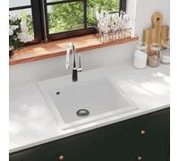 Evier de Cuisine Granit Seul Lavabo Beige Réversible Encastré Maison vidaXL